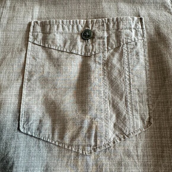 Toad & Co Shirt Mens Med Airbrush Short Sleeve Organic Cotton Casual Green Check - Picture 6 of 12